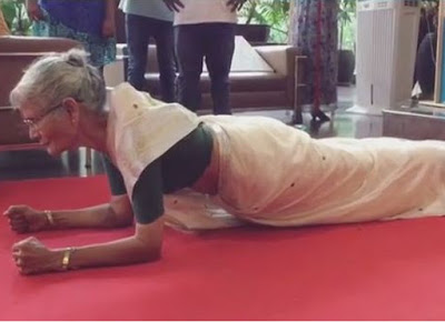 Milind Soman's 78 year old mother does a 1 minute long plank. Watch Video.