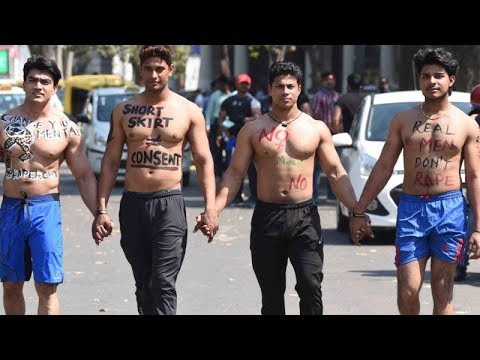 "Short clothes do not cause rapes": Delhi male volunteers march in boxers to protest against rapes