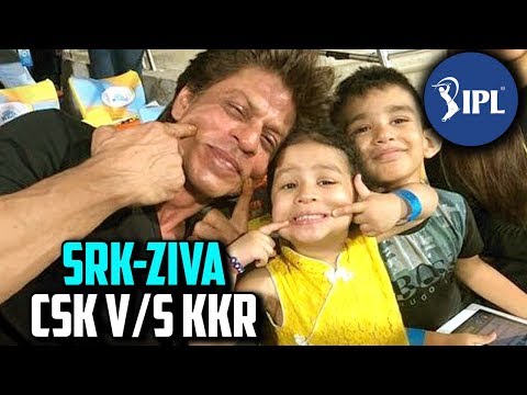 In between the match: SRK strikes a pose with Dhoni's adorable daugther, Ziva