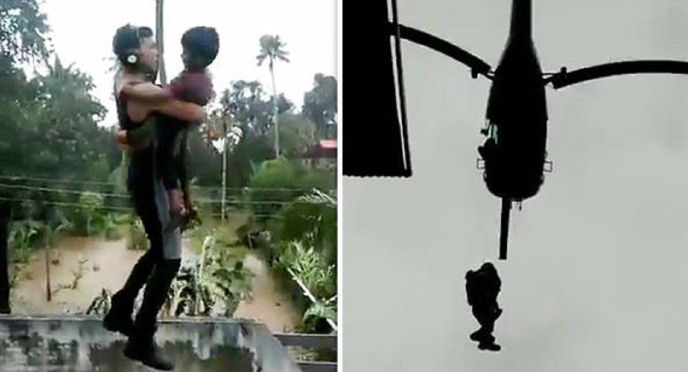 Watch: Viral Video of Indian Navy Hero Saving Kid from Kerala Floods