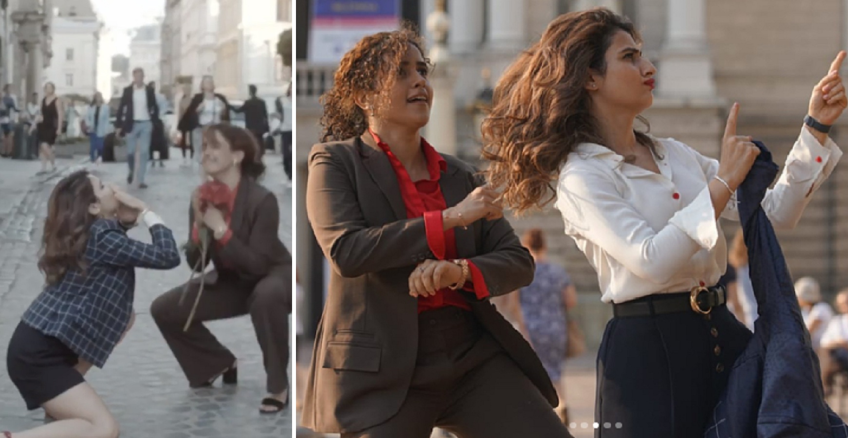 ‘Dangal’ girls Fatima Sana Shaikh & Sanya Malhotra show Desi-moves on Europe streets!