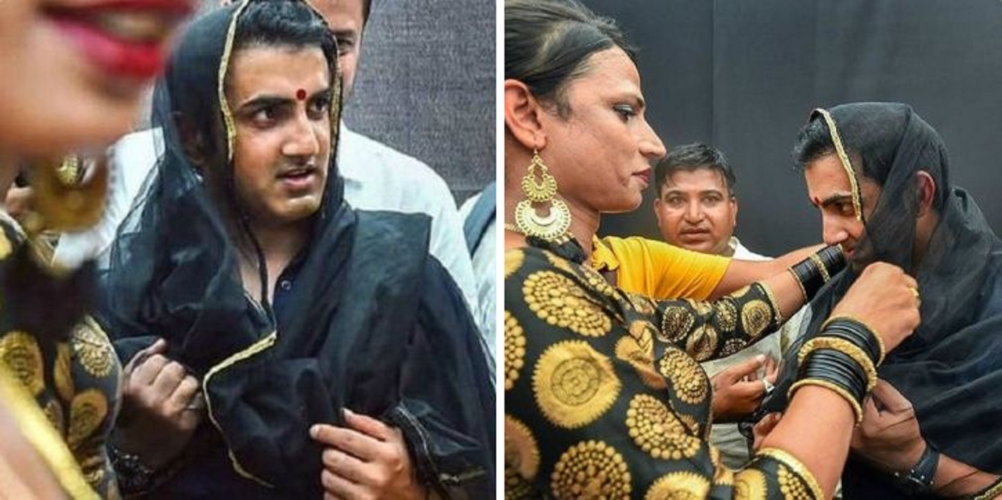 Gautam Gambhir Wears Saree and Bindi, to Support Transgenders!