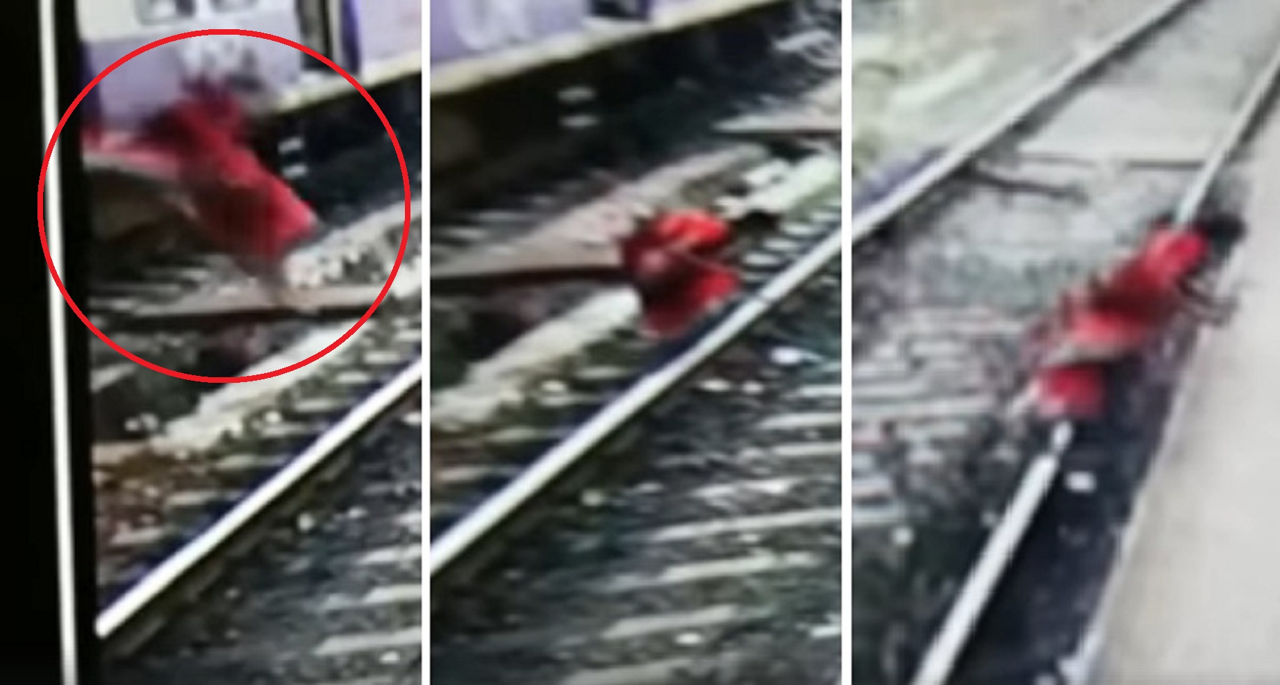CCTV Captures Female Chain-Snatcher Making a Dramatic Escape Running Past the Railway Tracks