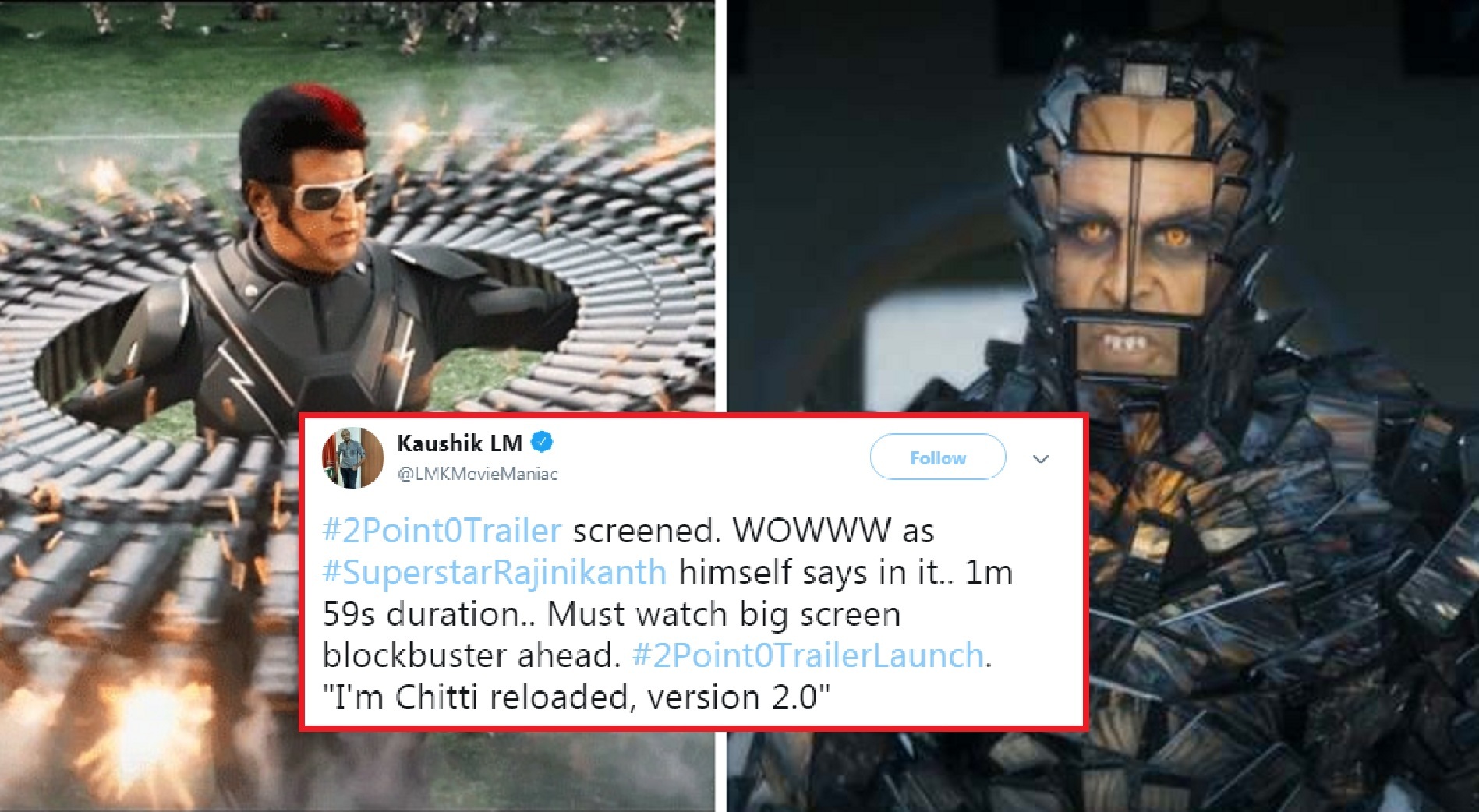 Watch: The Trailer for 2.0 Is breaking The Internet! First Reactions From Twitter…