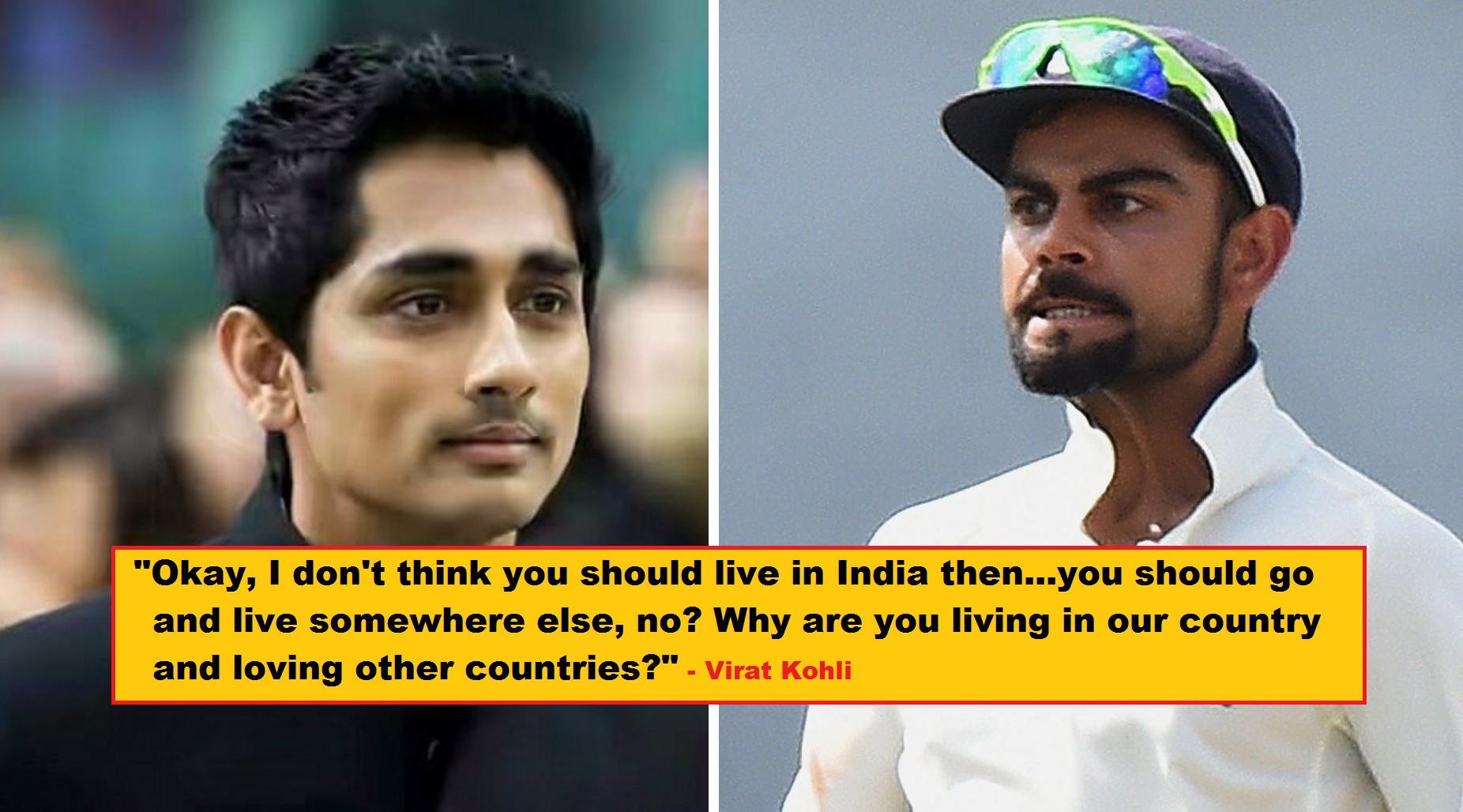 Kohli Asked Cricket Fan To “Leave India”, Got Slammed By Siddharth For His “Idiotic Words”