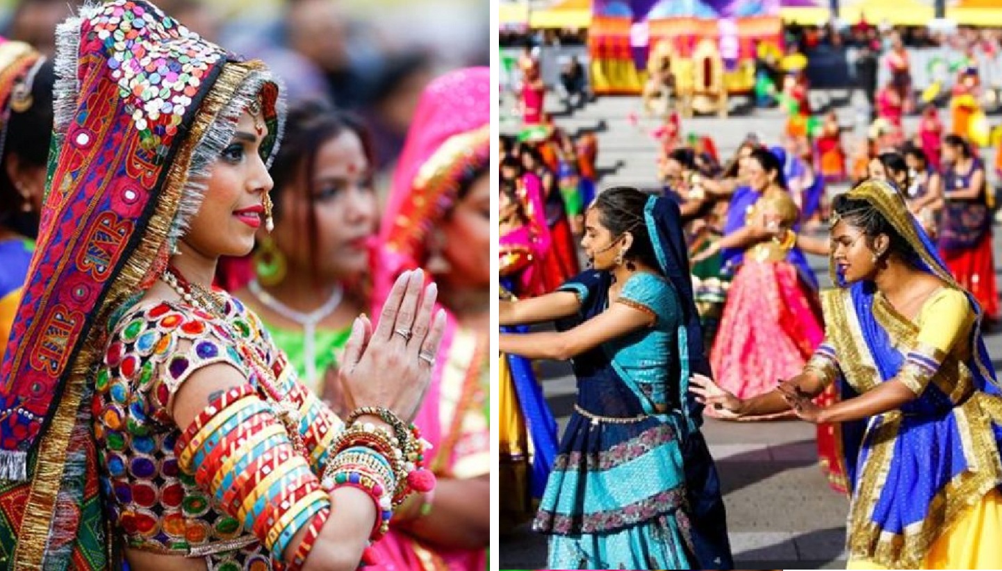 Diwali Celebrations in London: Large Group of Women Dance to ‘Ghoomar’ on Trafalgar Square!