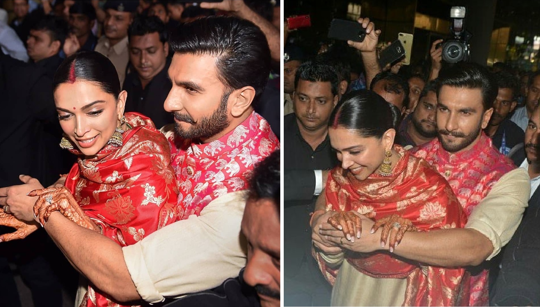 Pictures Of Ranveer Singh ‘Guarding’ Deepika From Crowd At The Airport Go Viral..