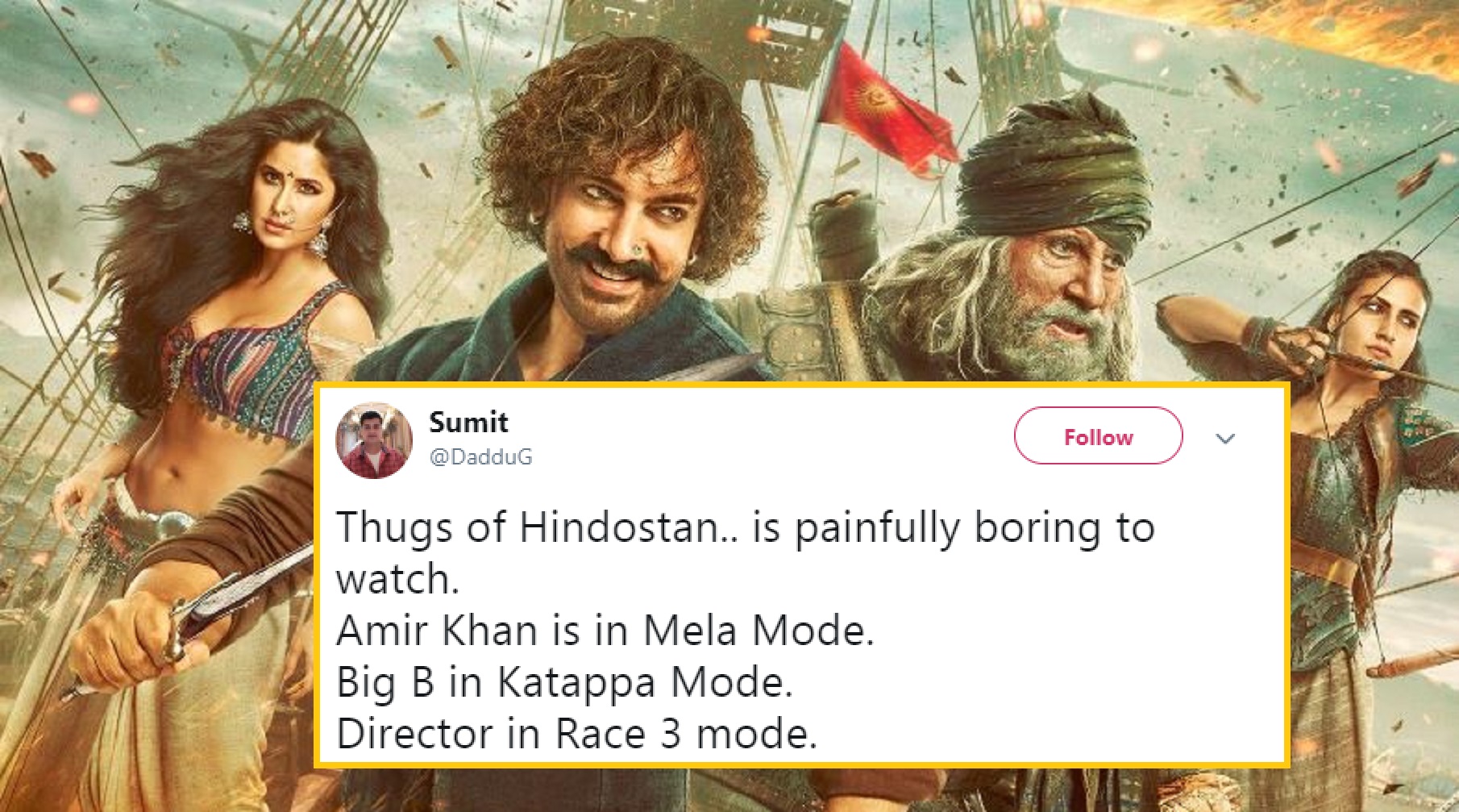 Internet Rips ‘Thugs Of Hindostan’ With Pathetic Reviews, Comparing It With Aamir’s Mela!