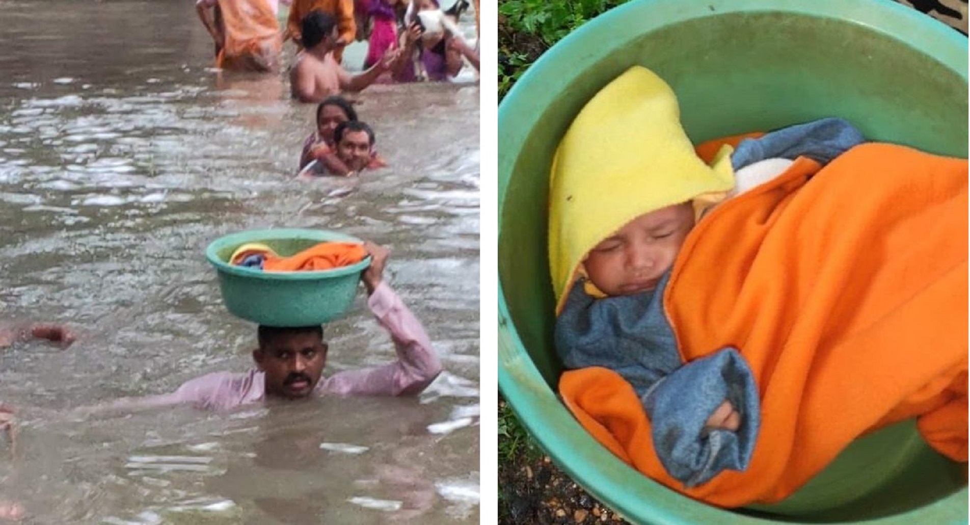Gujarat Floods: Cop Saves Baby by Carrying Her in a Tub Over His Head