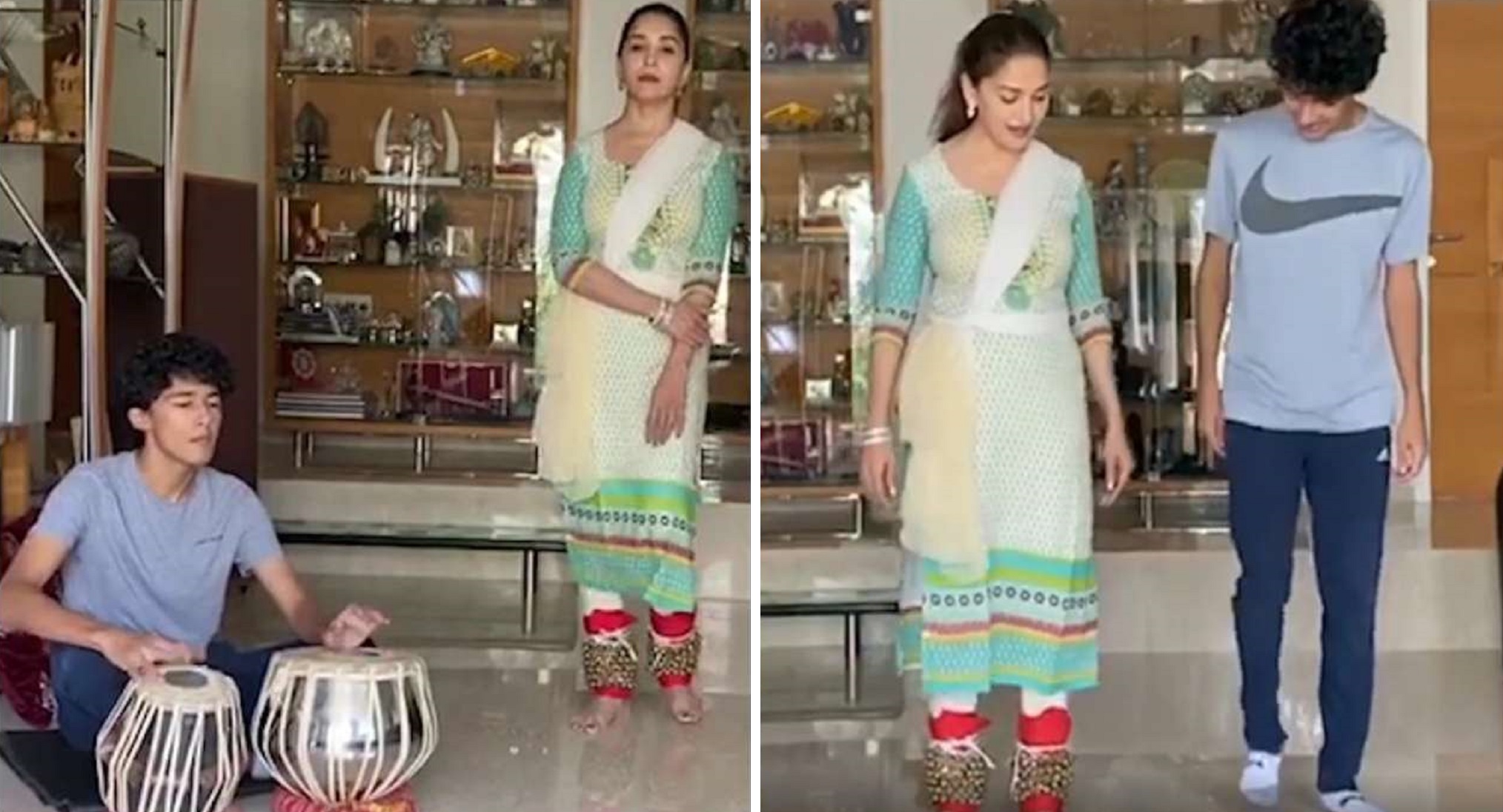 Watch: Madhuri Dixit’s Son Plays Tabla And Does Kathak Dance With Her