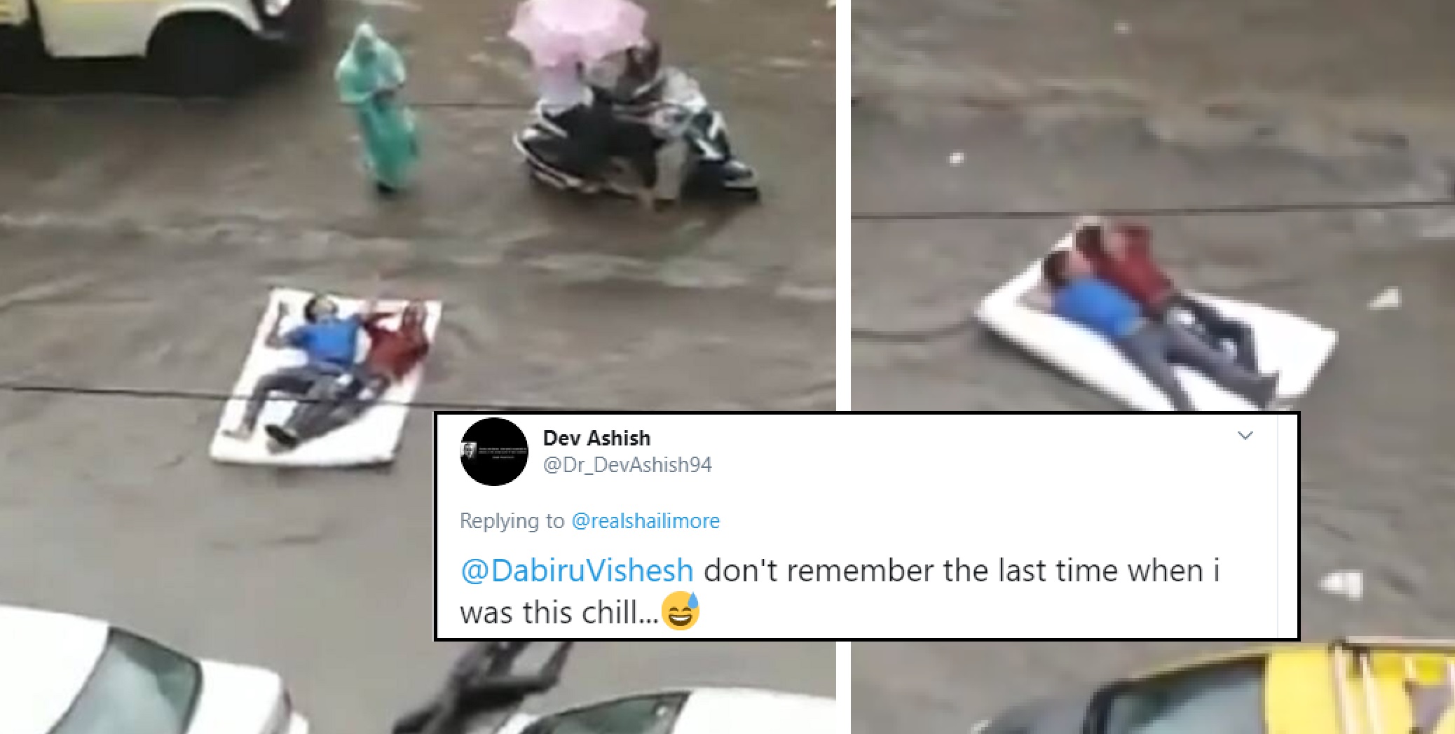 2 Friends Chill On Top Of a Floating Mattress in Flooded Mumbai, Twitter Has Hilarious Reactions…