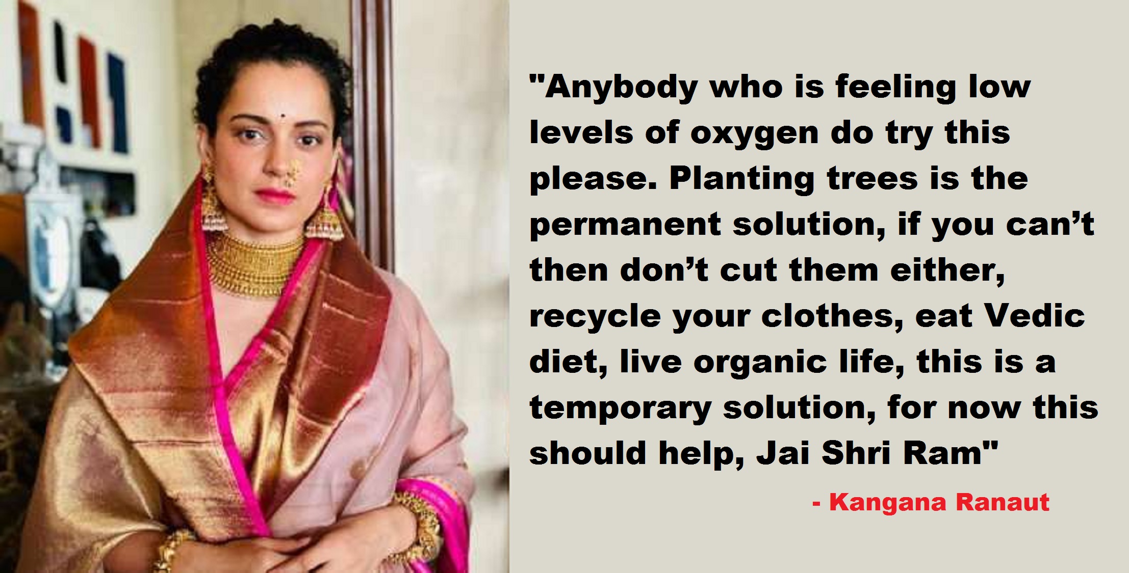 Kangana Ranaut Suggests To ‘Plant Trees’ For Low Level Of Oxygen, Blames Covid Deaths On Overpopulation