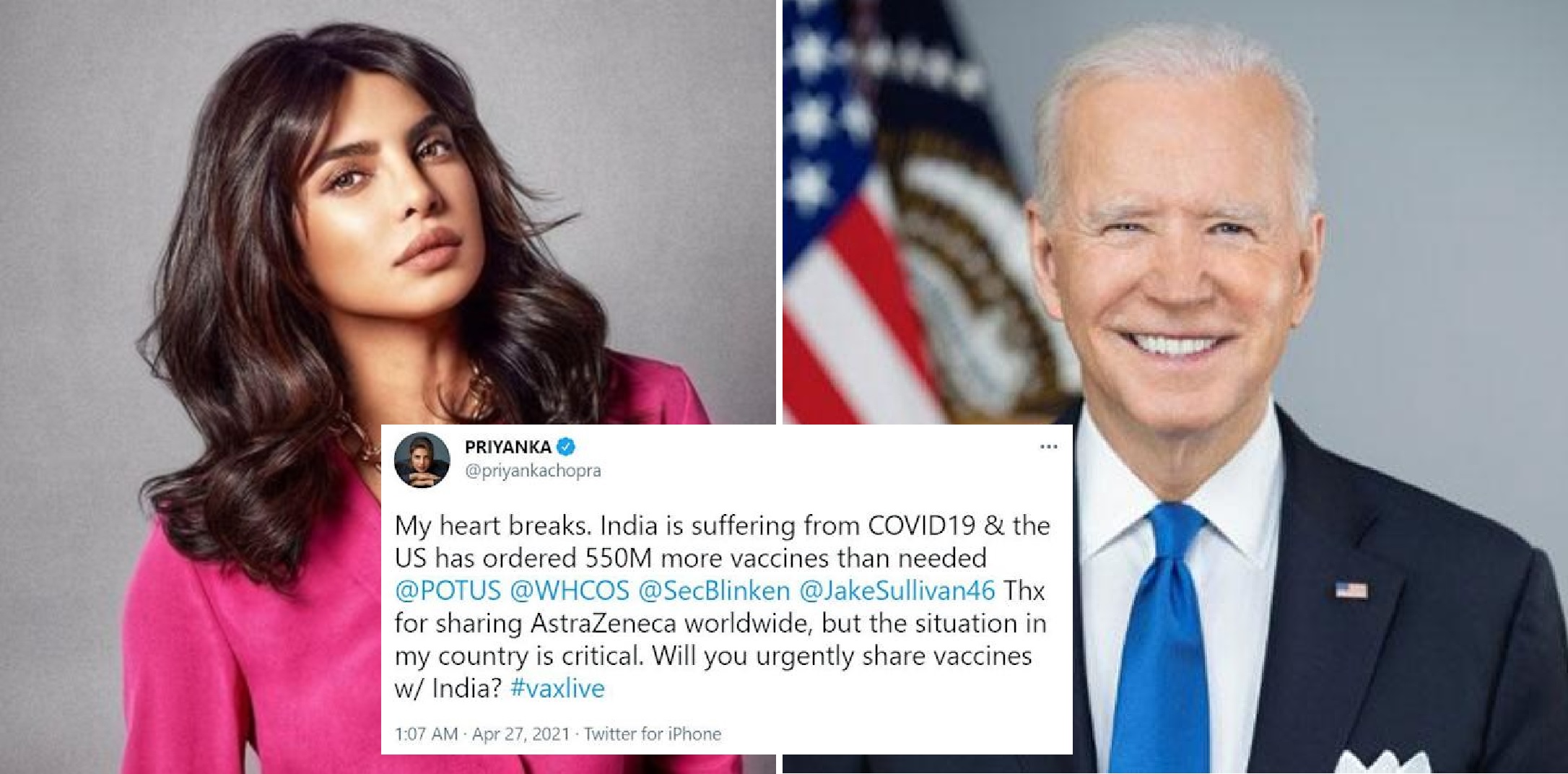 Priyanka Chopra Appealed To US President To Help India With It’s Current Covid Crisis, Requests Him To Send COVID Vaccines