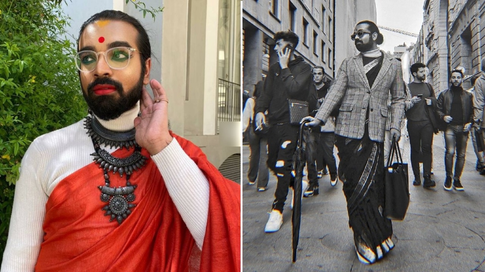 Gender-Bender: Kolkata Man Makes Unique Fashion Statement Wearing Saree And Bindi, Goes Viral!