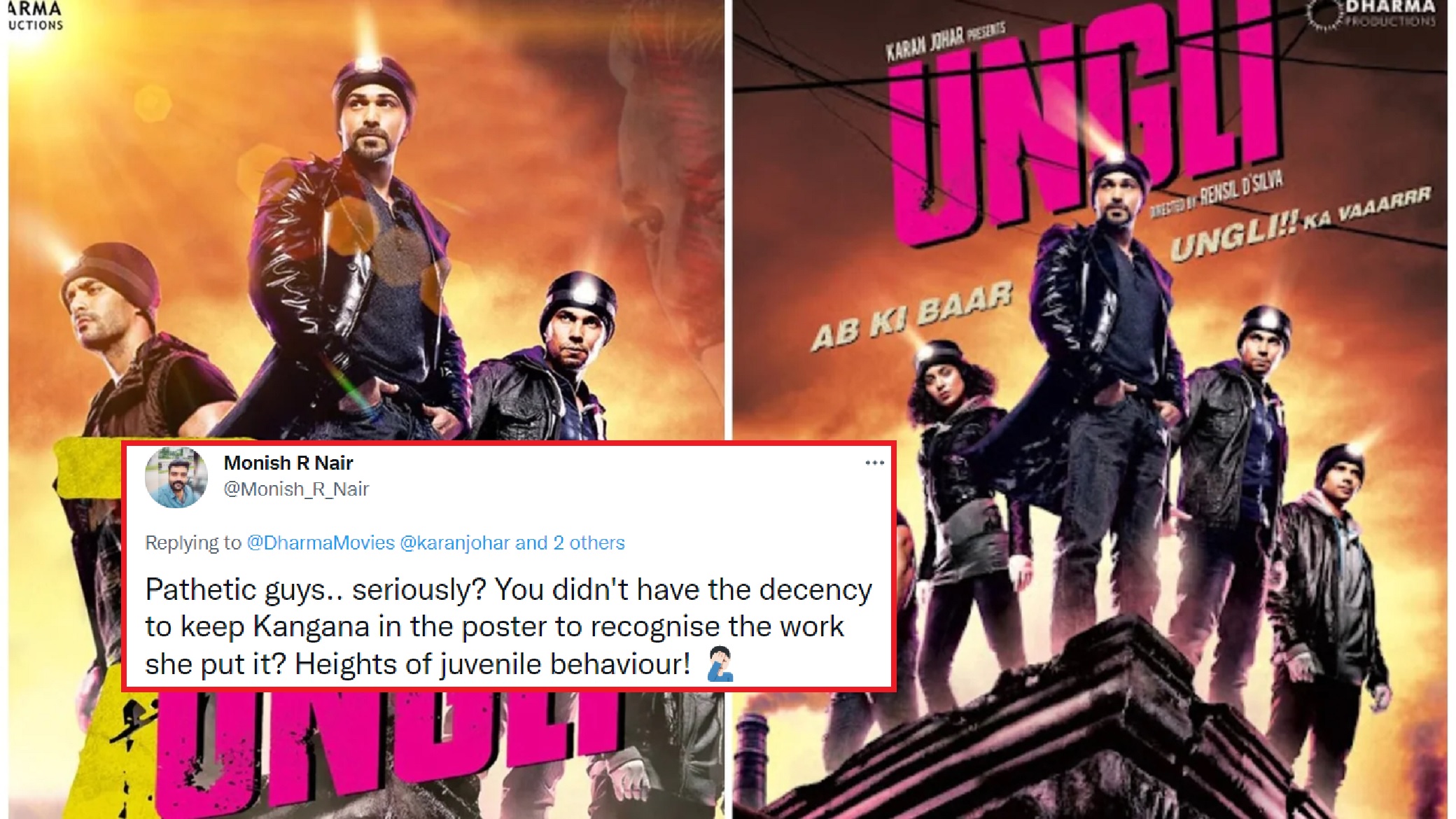 Karan Johar’s Dharma Productions Crops Kangana Ranaut Out Of Ungli Poster, As They Mark Film’s 7 Years, Fans Say ‘Have Some Shame’