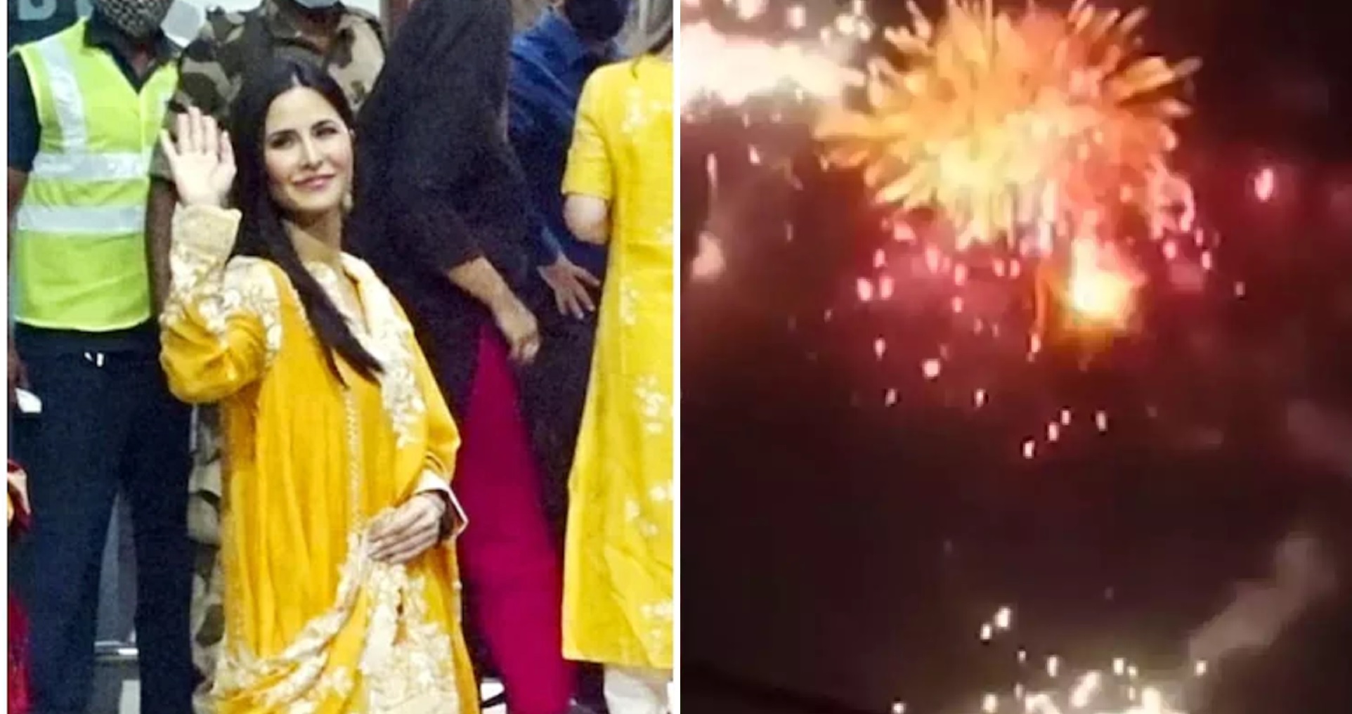 Katrina Kaif Stuns In Yellow Attire Before Wedding With Vicky Kaushal, Meanwhile Skies Lit With Firework over Six Senses Fort Barwara