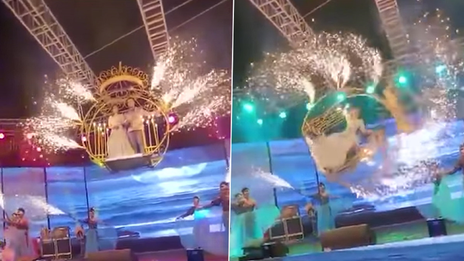 Bride And Groom Fall From Crane During Their Dramatic Wedding Entry [Video]