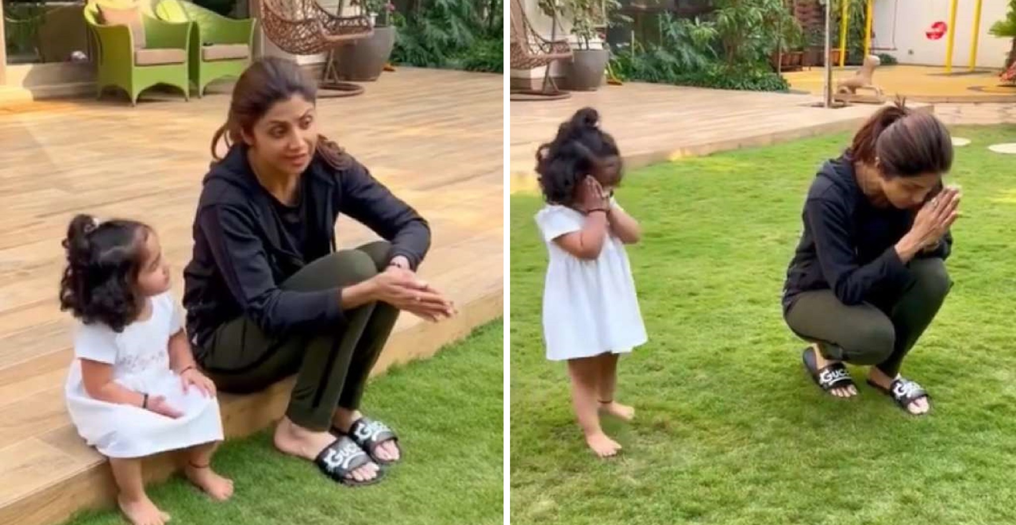 Shilpa Shetty’s One Y.O. Daughter Chants Gayatri Mantra As She Prays For Injured Bird [Video]