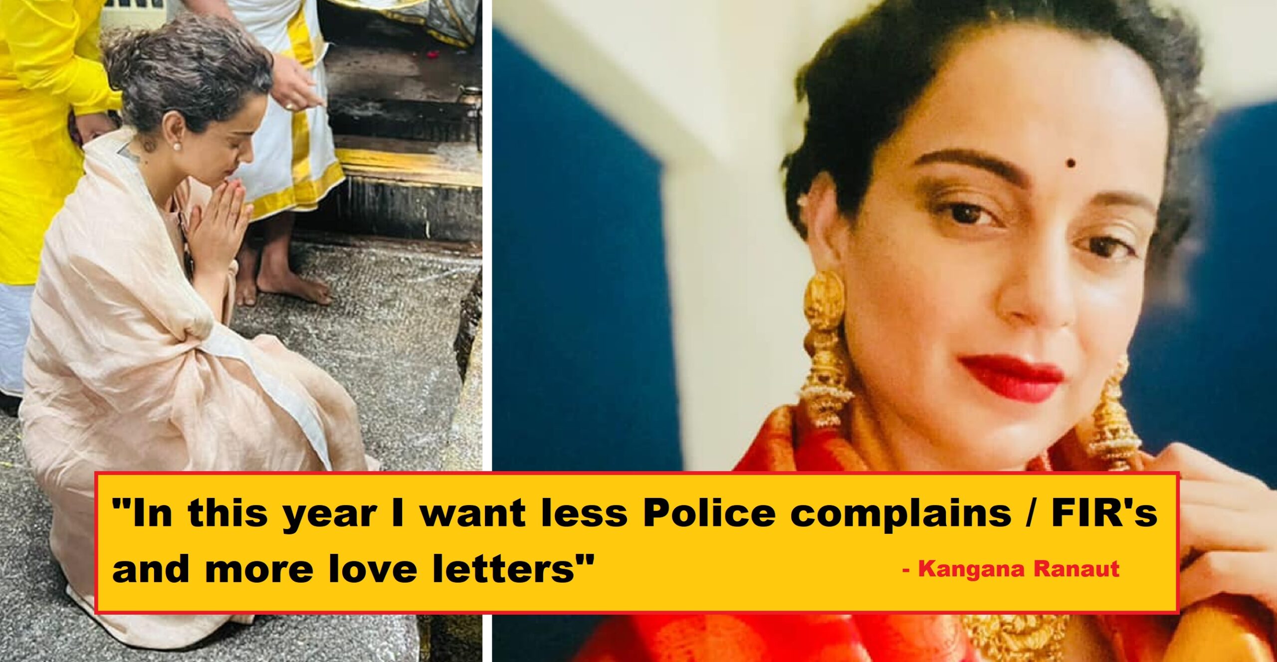 Kangana Ranaut Starts Her New Year On A Positive Note: “I want less FIR’s & more love letters”