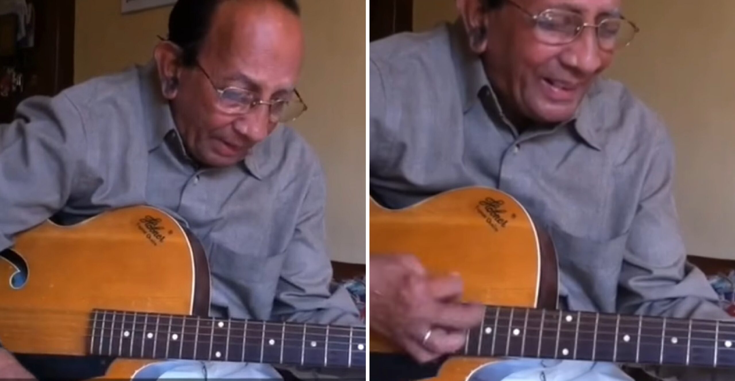 Old Is Gold: Watch As This Elderly Music Enthusiast Beautifully Strums Guitar And Sings ‘O Mere Sona’