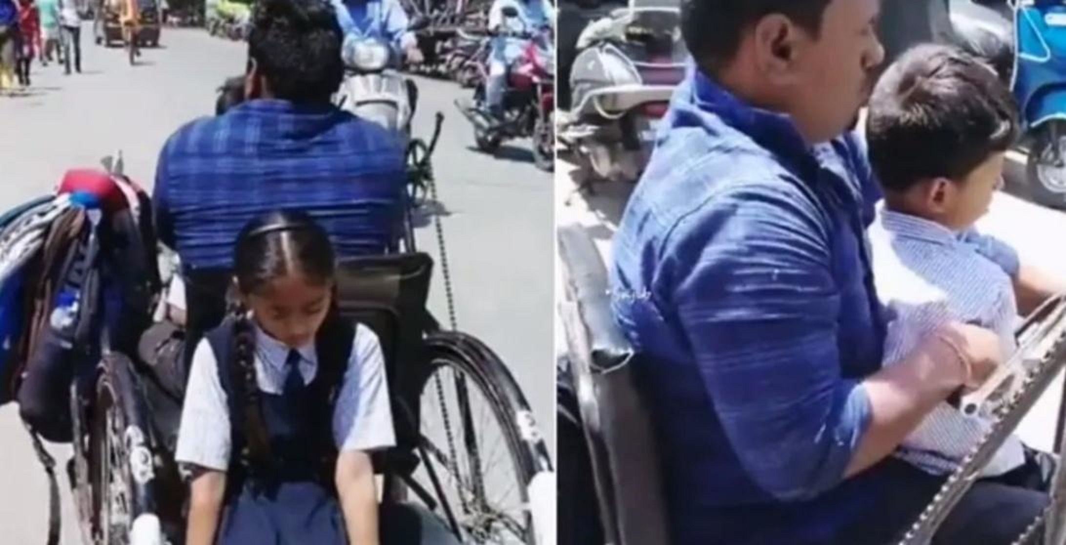 Differently-Abled Father Takes His Kids To School Daily On His Special-Needs Tricycle, Heartwarming Video Makes People Emotional