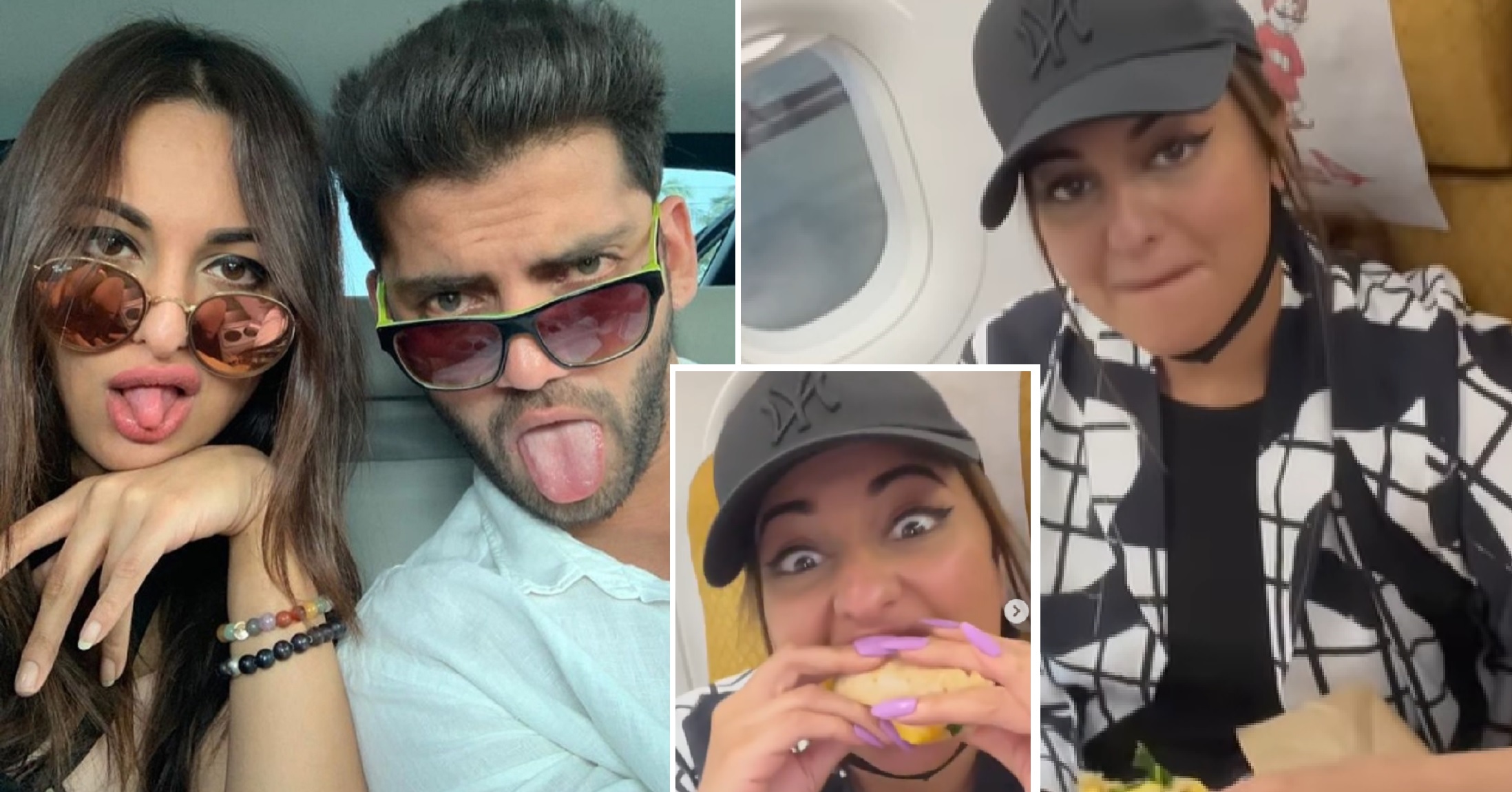 Sonakshi Sinha Confirms Relationship With Zaheer Iqbaal, Posts Goofy Video Of Eating Burger With Him In Flight
