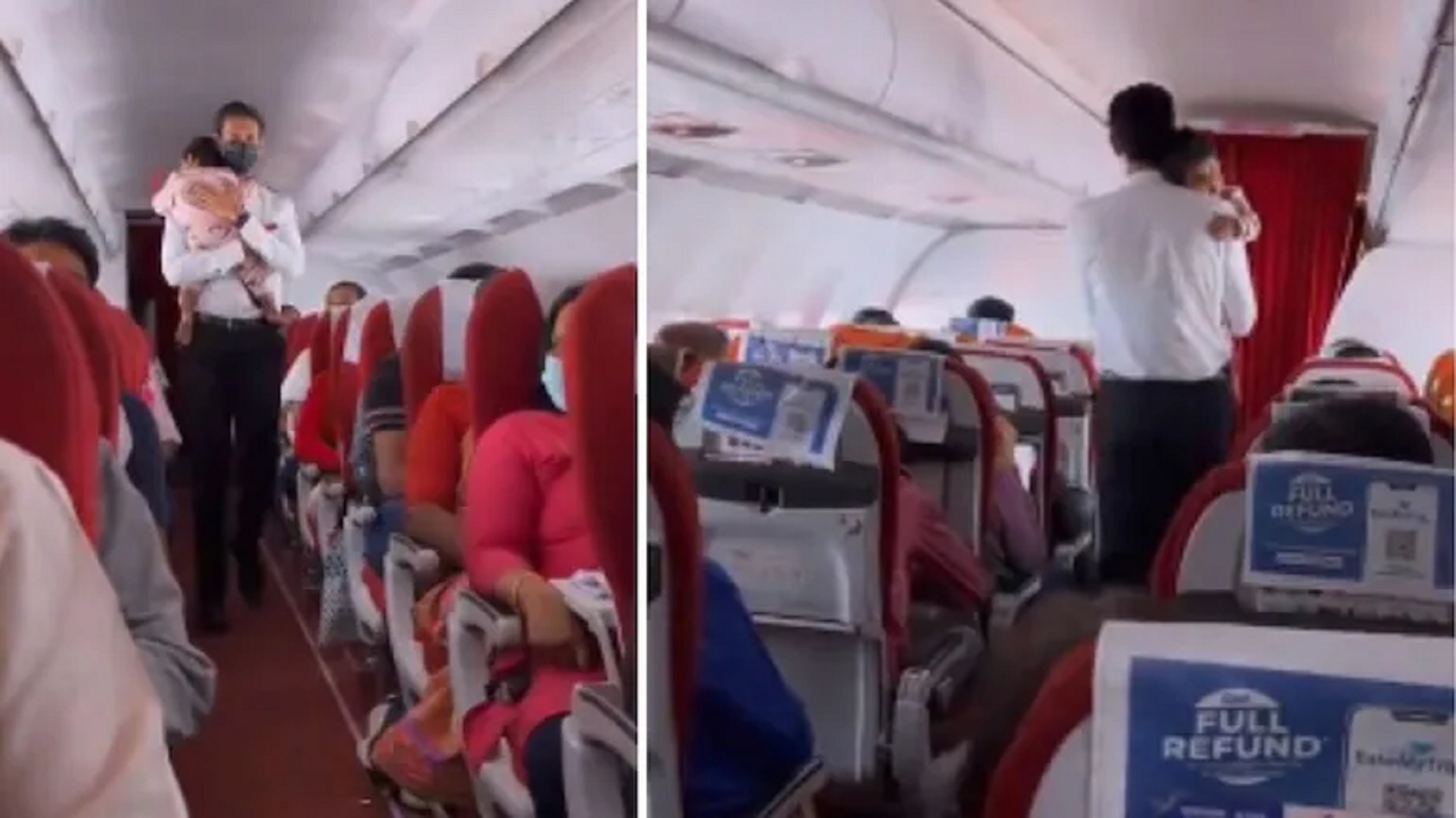An Adorable video of Air India flight attendant calming a baby on board wins hearts of Netizens