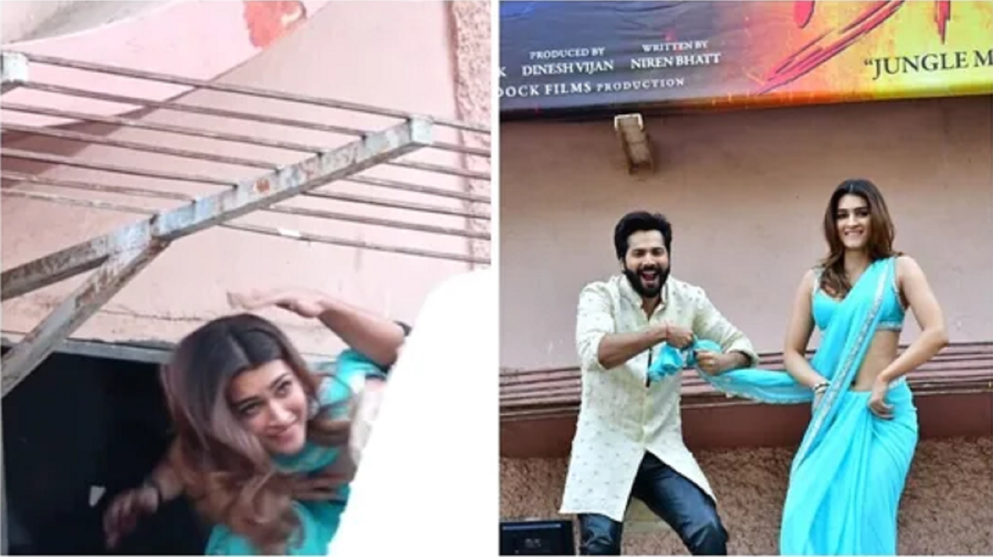 Varun Dhawan, Kriti Sanon Climb To Movie Theater’s Roof In Mumbai To Dance & Promote New Movie