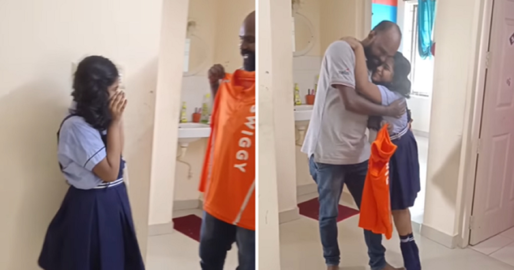 Viral: Daughter Jumps With Joy After Father Gets Job As Swiggy Delivery Boy In Heartwarming Video
