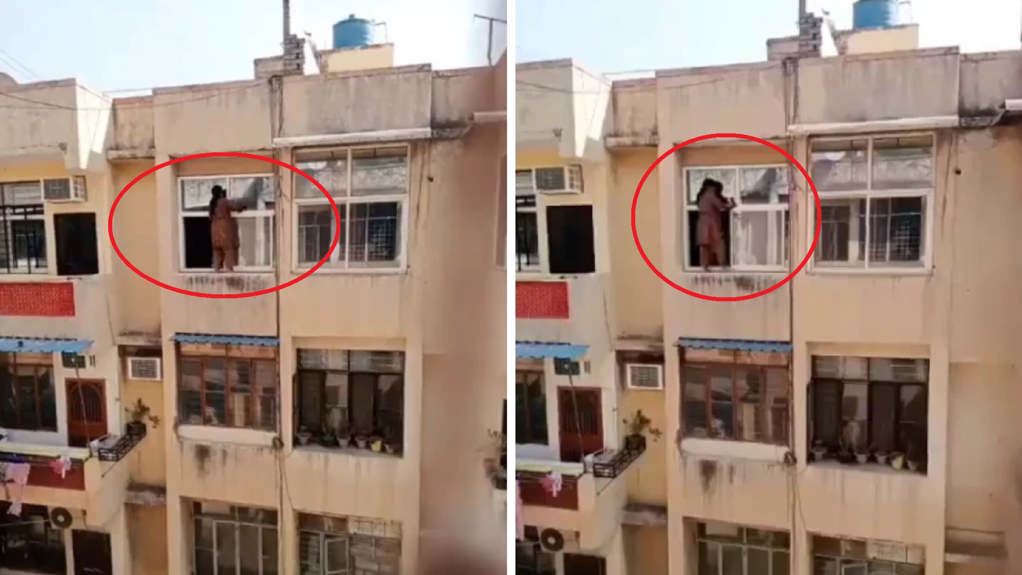 Diwali Safai Gone Overboard: Woman Clings Outside Her Top Floor Apartment To Clean Windows