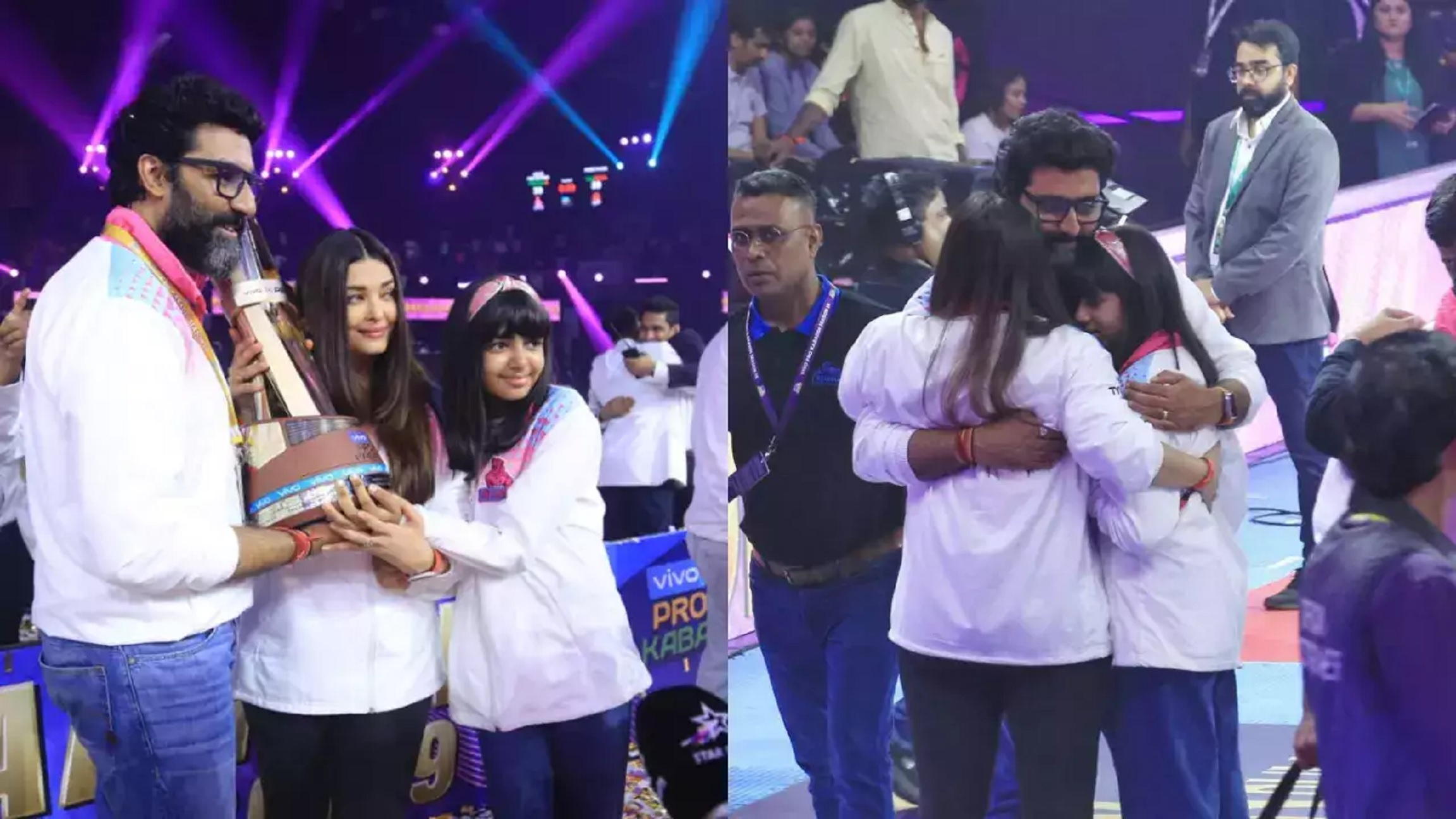 Watch : Abhishek Bachchan ‘pulls’ wife Aishwarya for a hug as his Kabaddi team wins the league