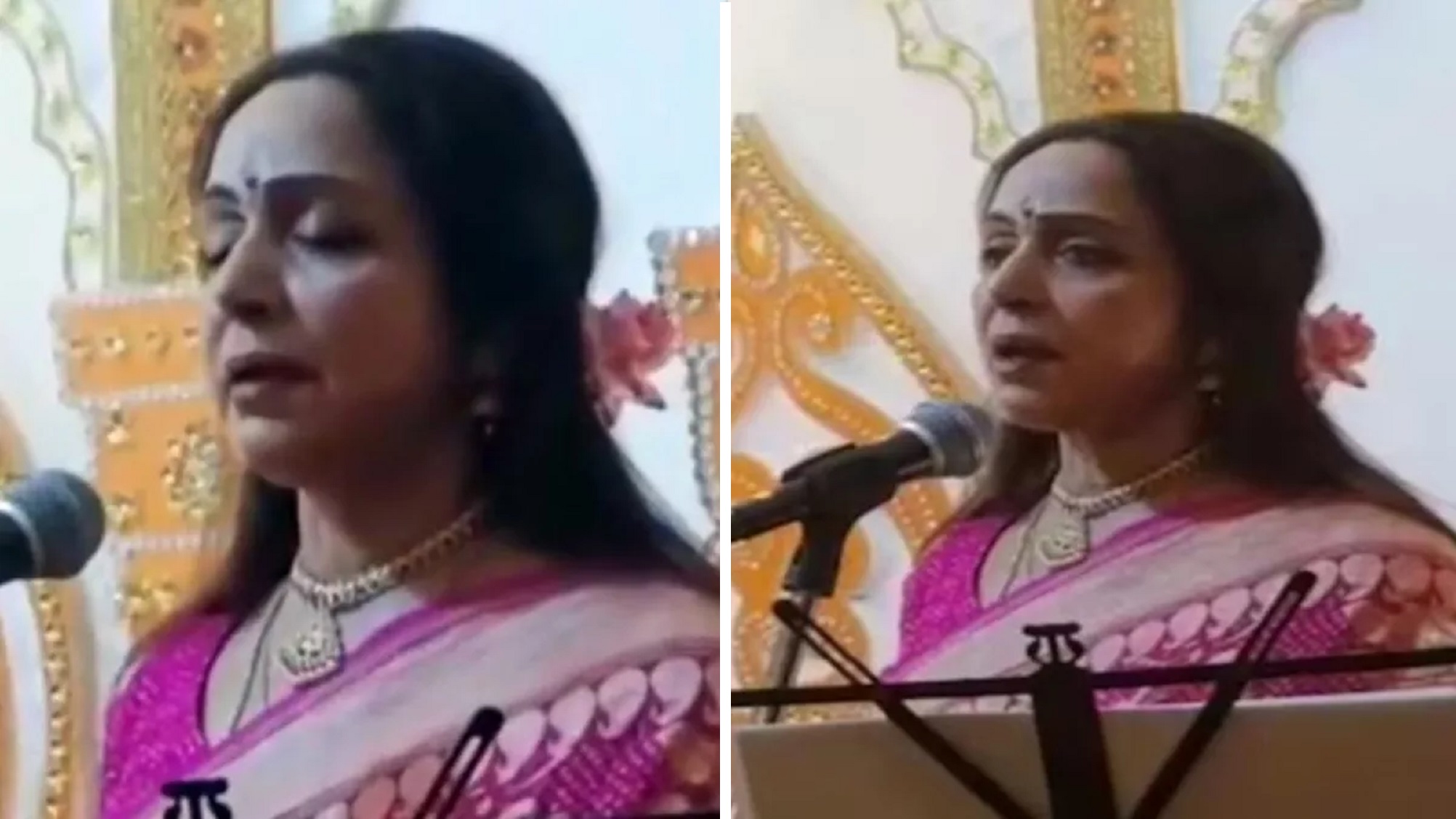 Watch: Hema Malini Sings Bhajan at Radha Raman Temple In Vrindavan In Viral Video