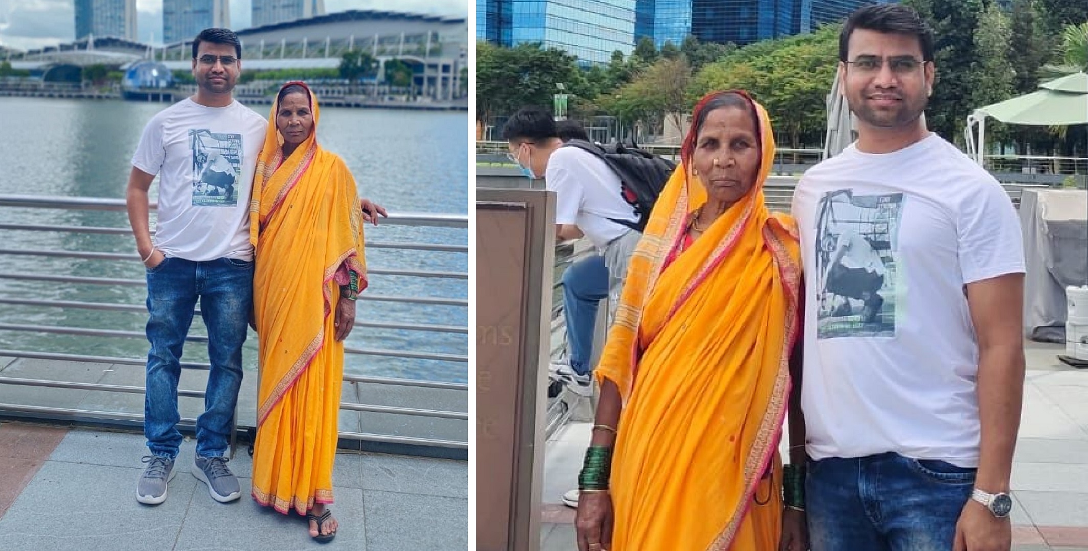 Man Takes His Mother To Singapore In Her First Foreign Trip, Says She Is The First From Their Village To Travel Abroad