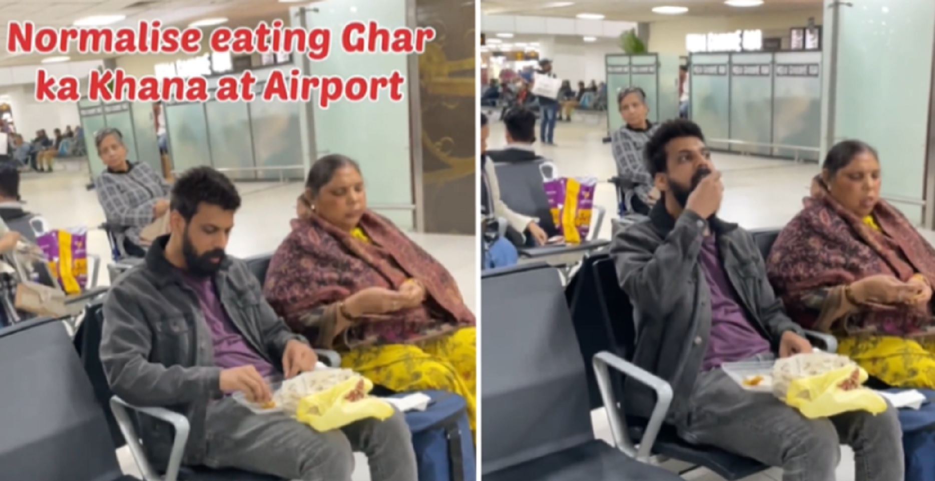Man Complains About Over-Priced Food At Airports, Eats ‘Ghar Ka Khana’ With His Mother [Video]