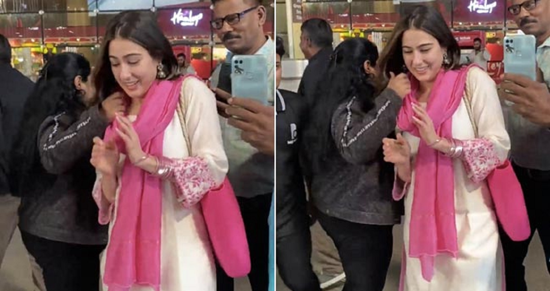 Over-excited Fan Touches Sara Ali Khan’s Face At Airport, The Actress Maintains Her Calm