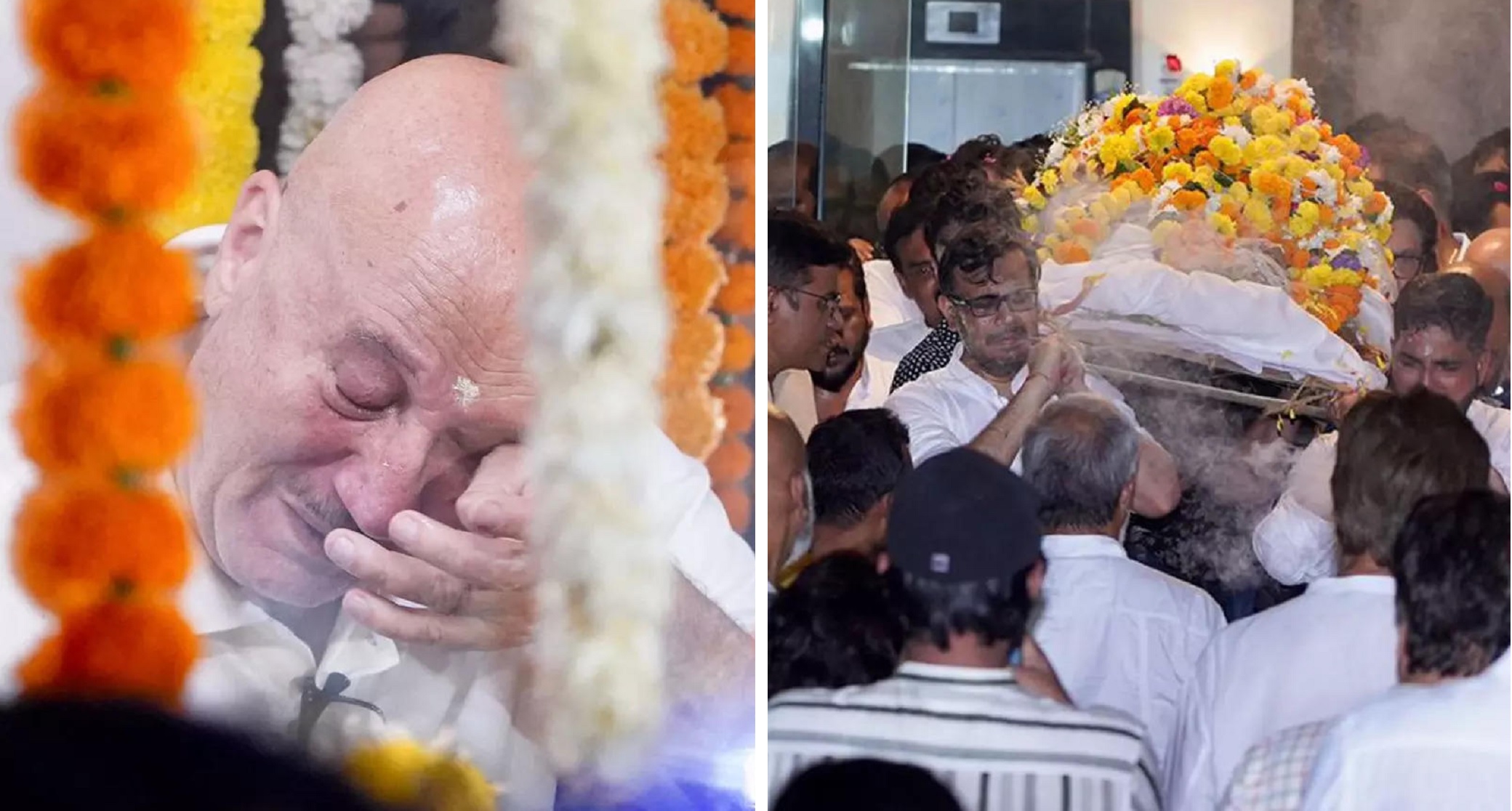 Anupam Kher INCONSOLABLE At Satish Kaushik Funeral As He Bids Goodbye To Decades Old Friendship