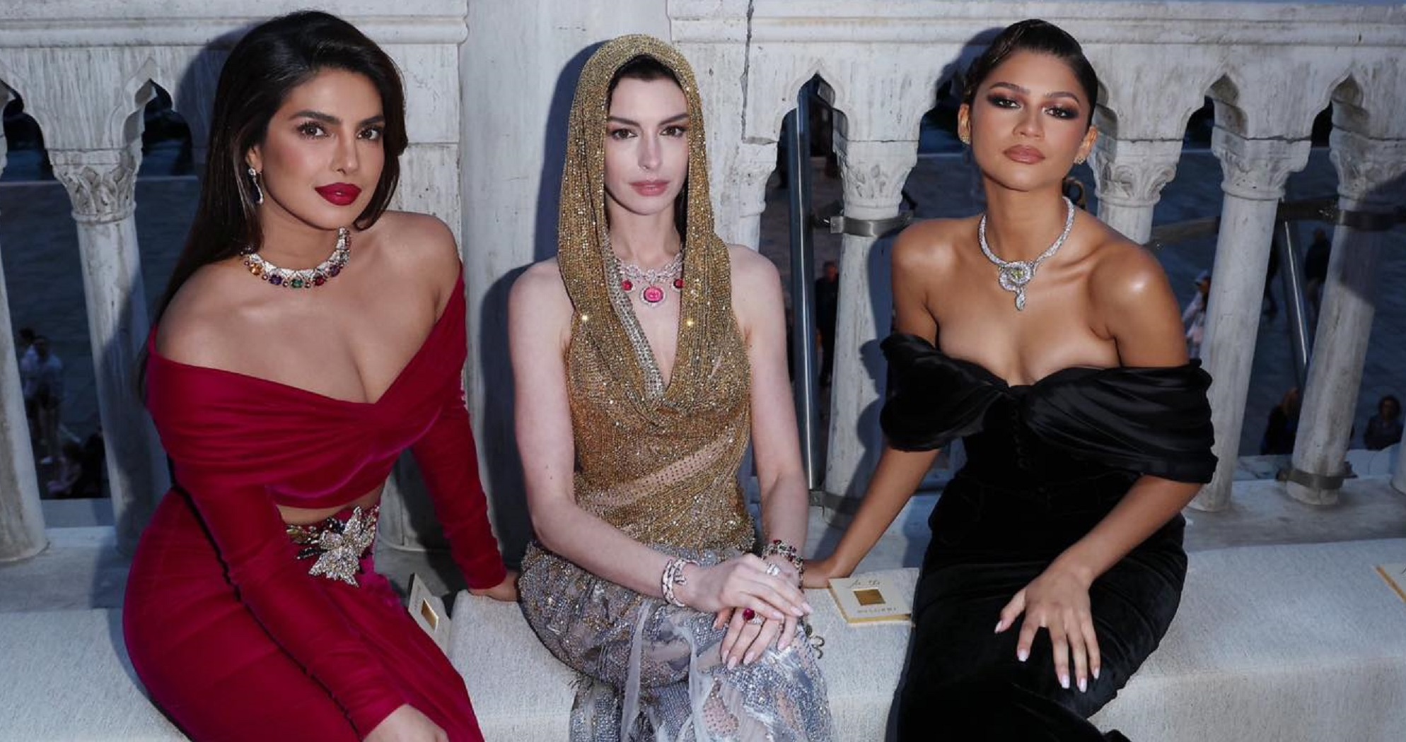 Glam Girls: Priyanka Chopra Poses With Anne Hathaway And Zendaya At Bulgari Event In Venice